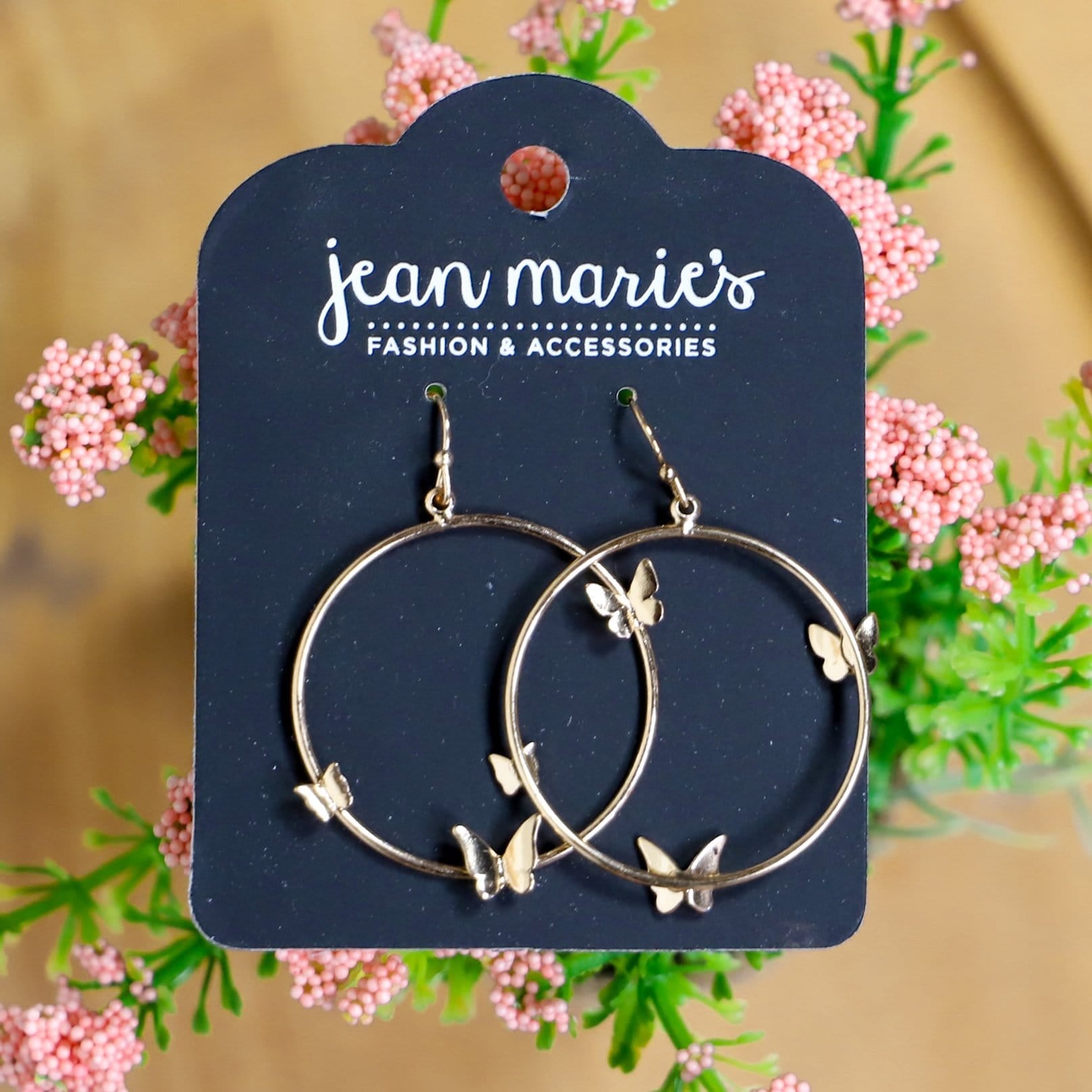 Gold Butterfly Hoop Earring