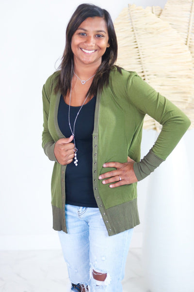 Solid V-Neck Button Down Cardigan