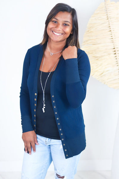 Solid V-Neck Button Down Cardigan