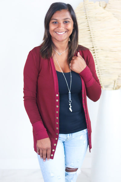 Solid V-Neck Button Down Cardigan