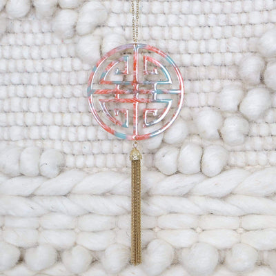 Tortoise Shell Long Pendant Necklace