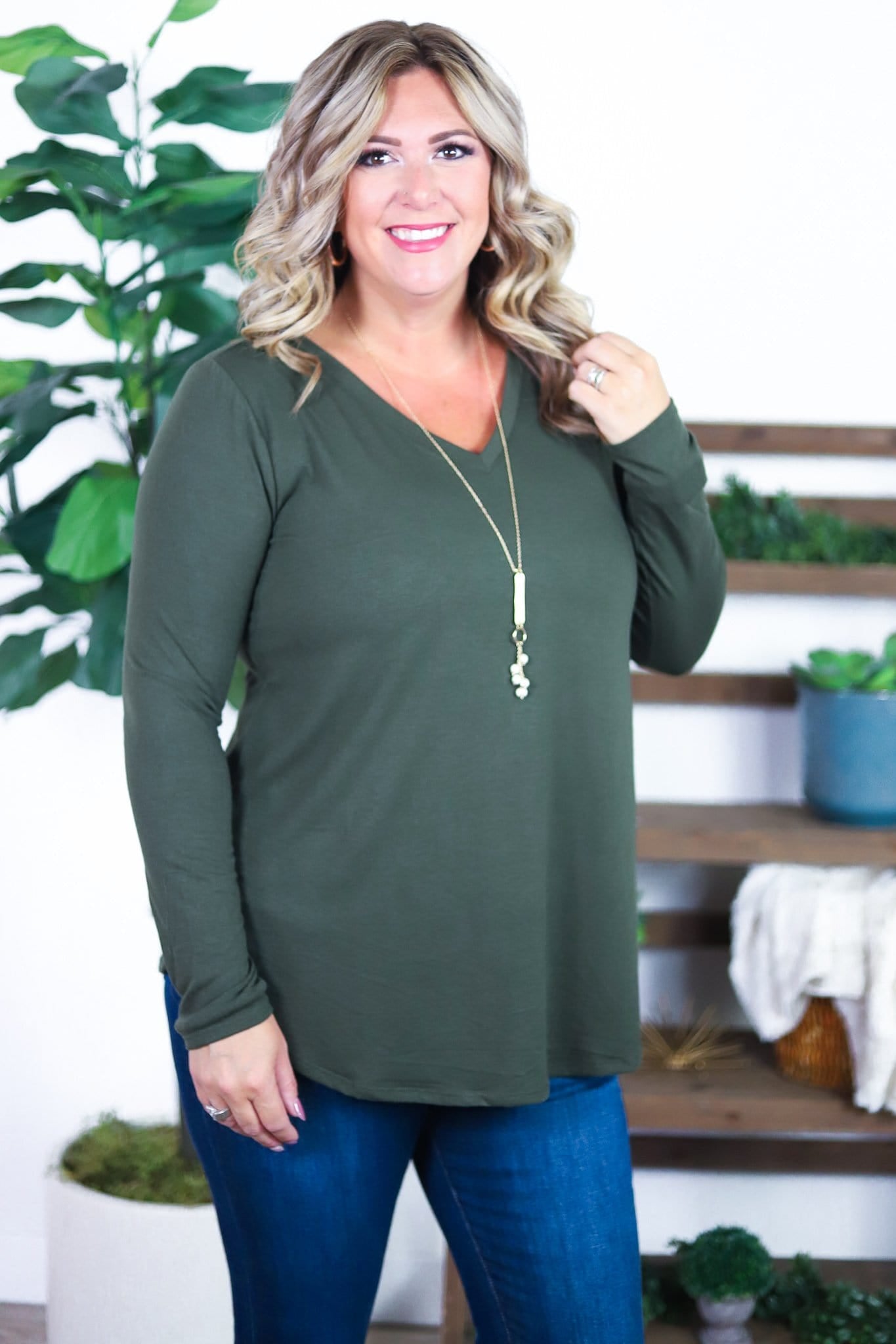 Long Sleeve Vneck - Autumn Hues