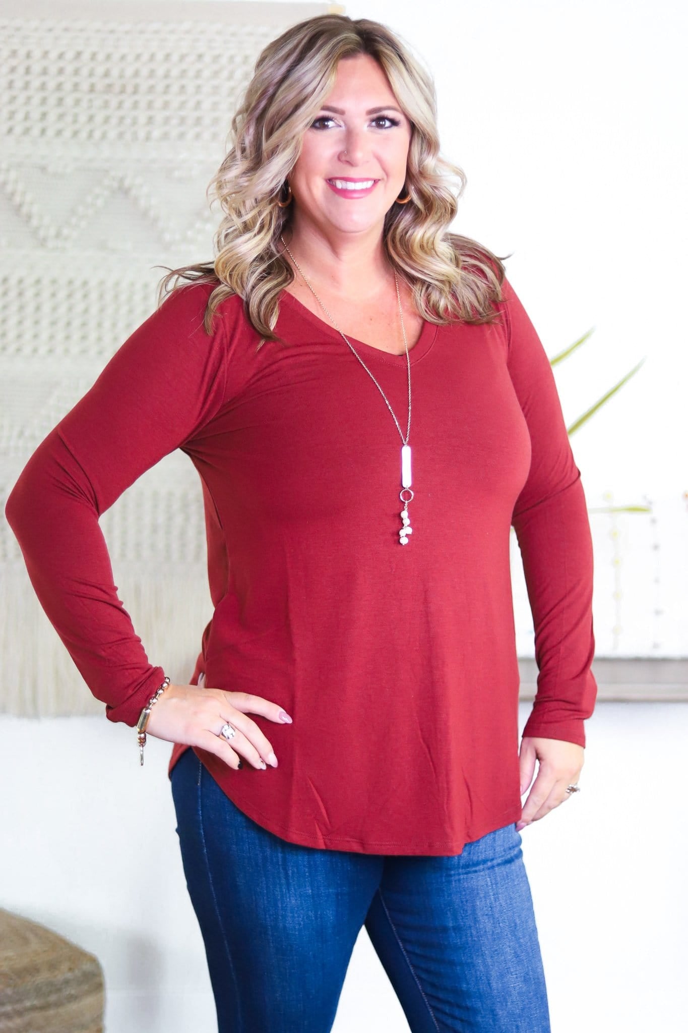 Long Sleeve Vneck - Autumn Hues