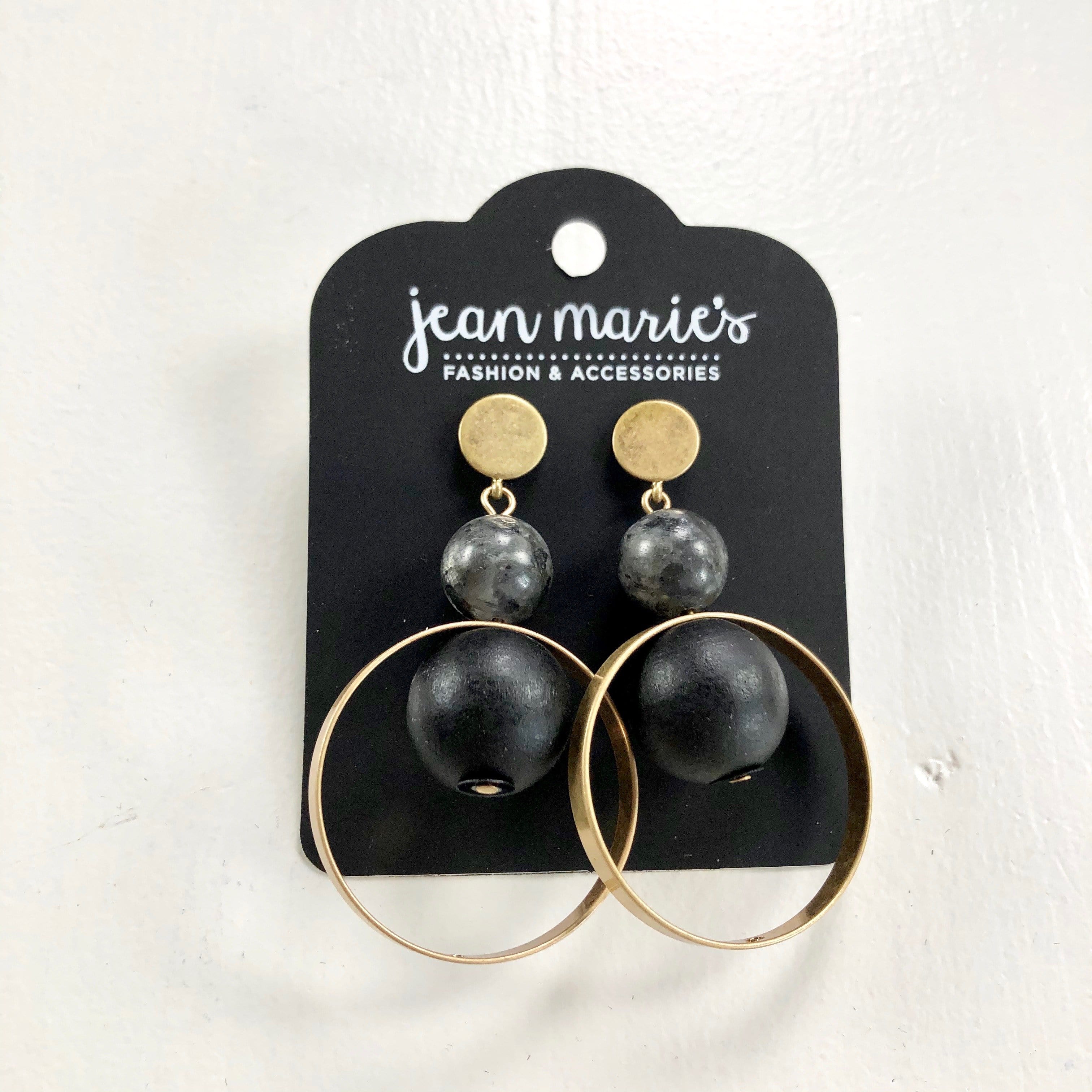 Stone Hoop Pendant Earring