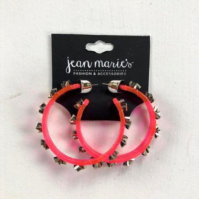 Neon Studded Hoop Earring