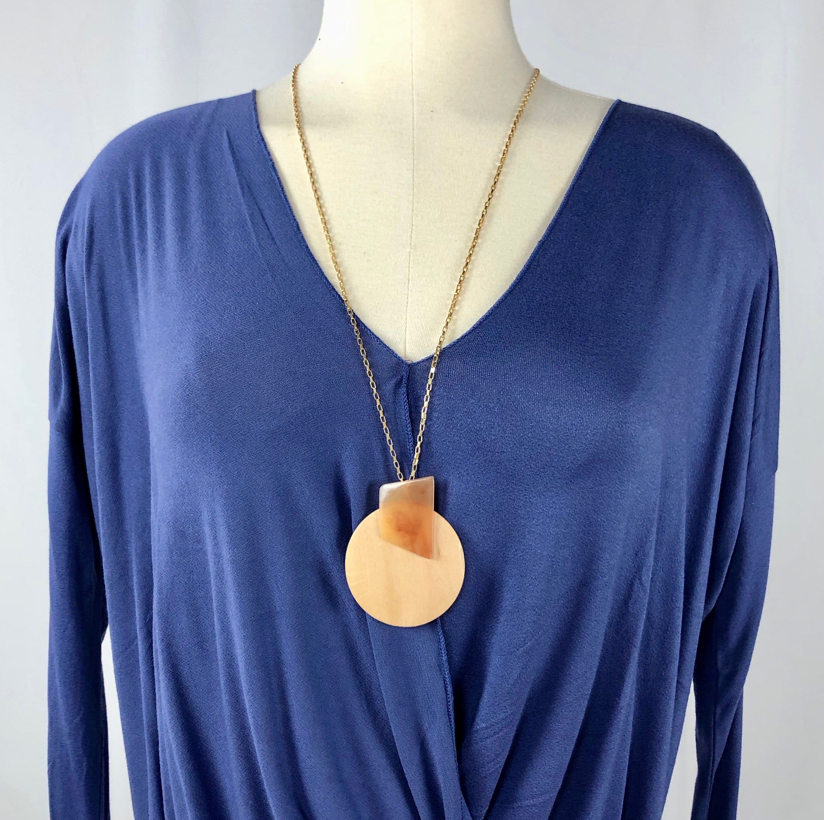 Wood Circle Pendant Necklace