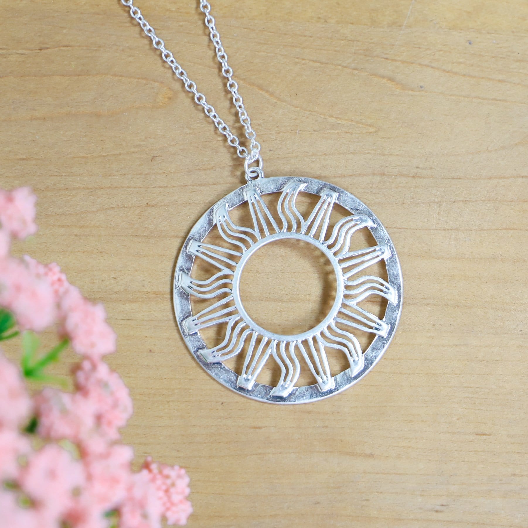 Silver Sunshine Pendant Necklace