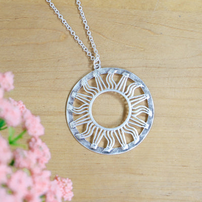 Silver Sunshine Pendant Necklace