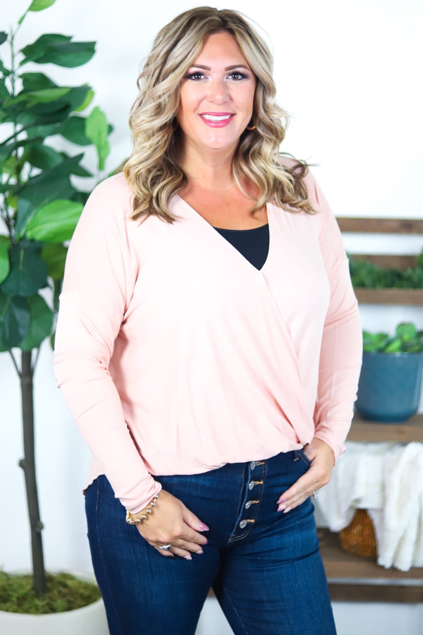 Criss Cross Front Long Sleeve Top