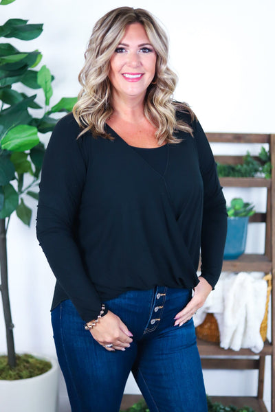 Criss Cross Front Long Sleeve Top