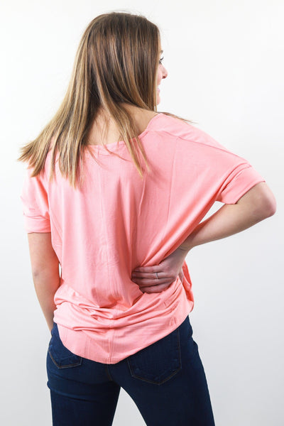 Coral Cross Front Top