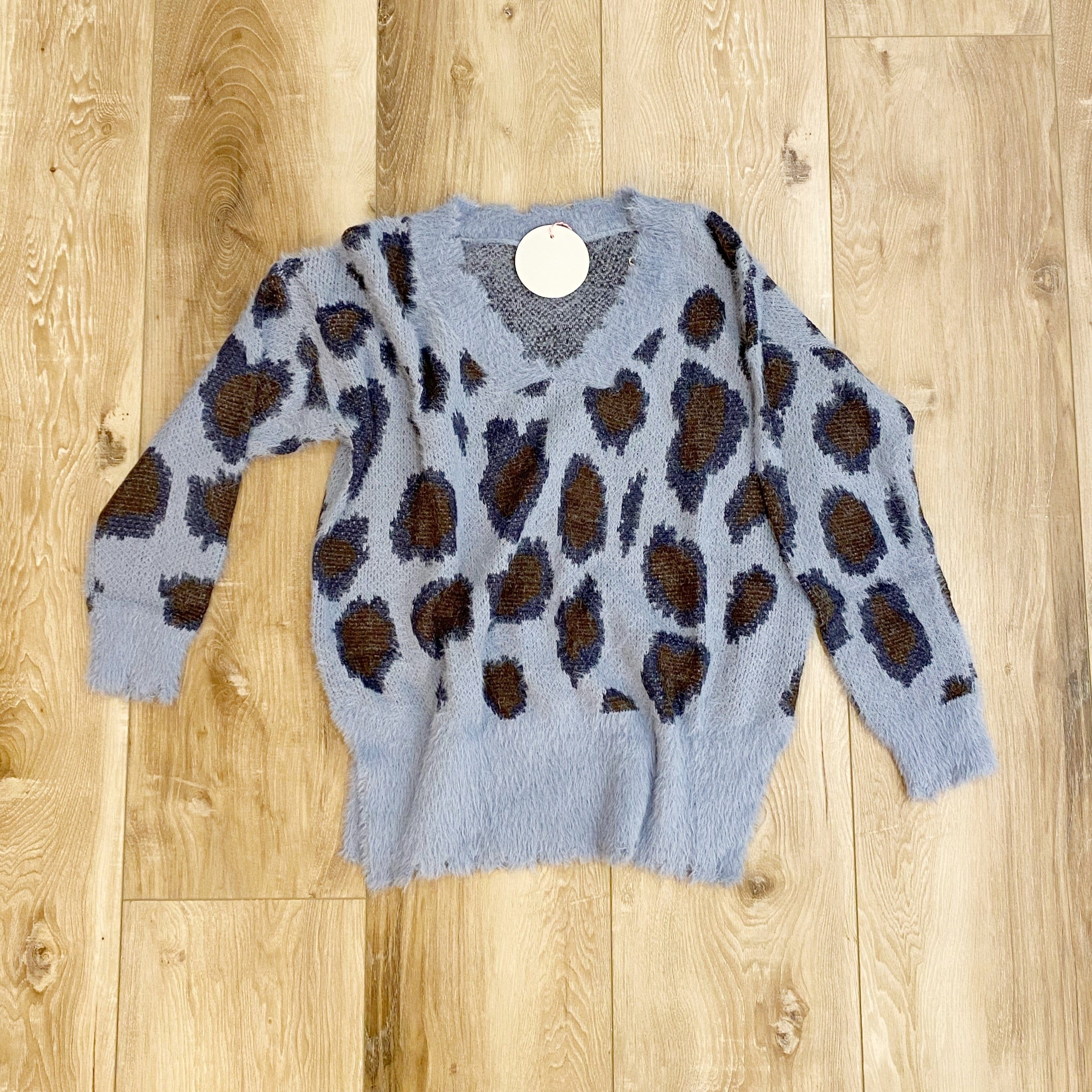Animal Vneck Distress Sweater