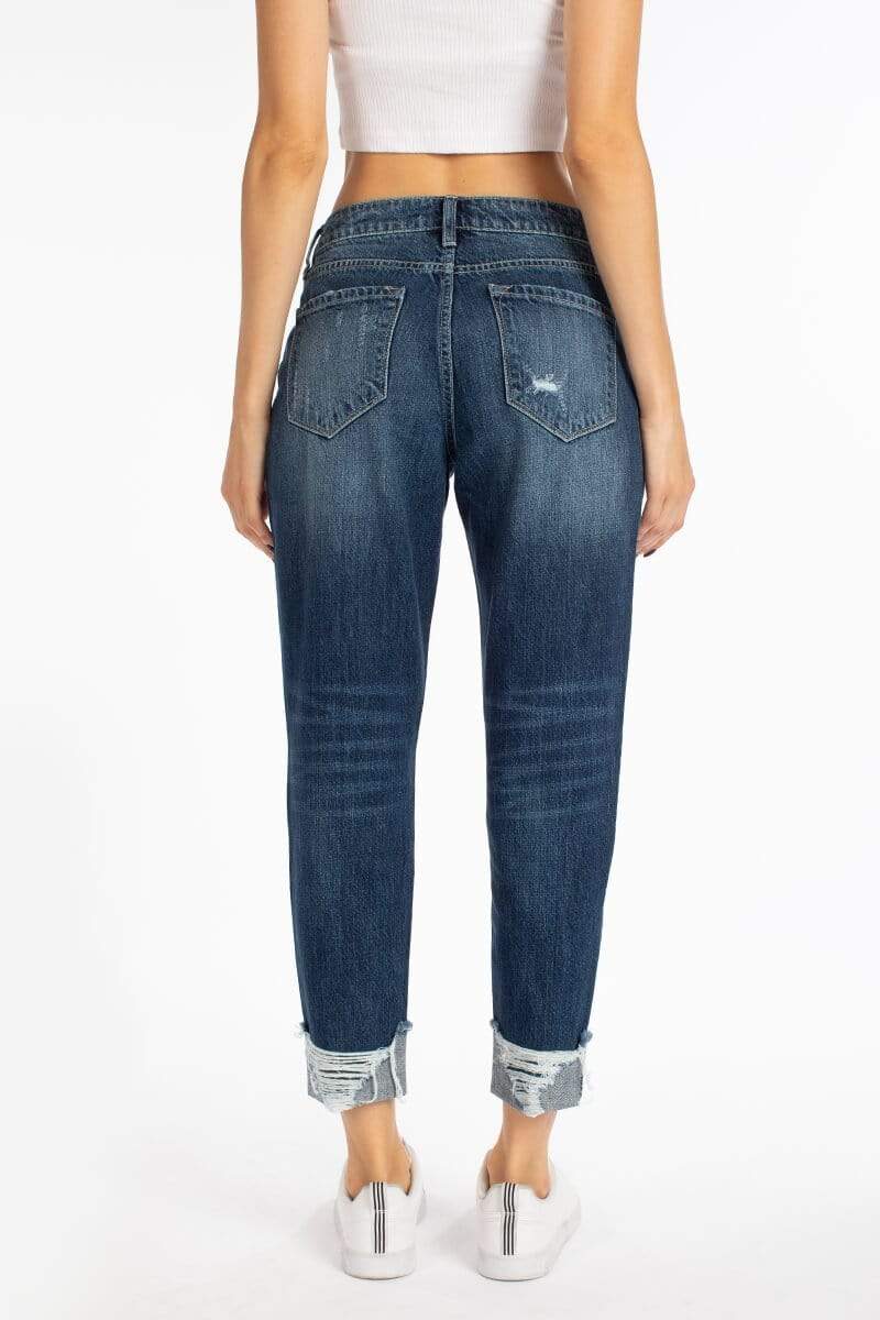 High Rise Distressed Boyfriend Jeans