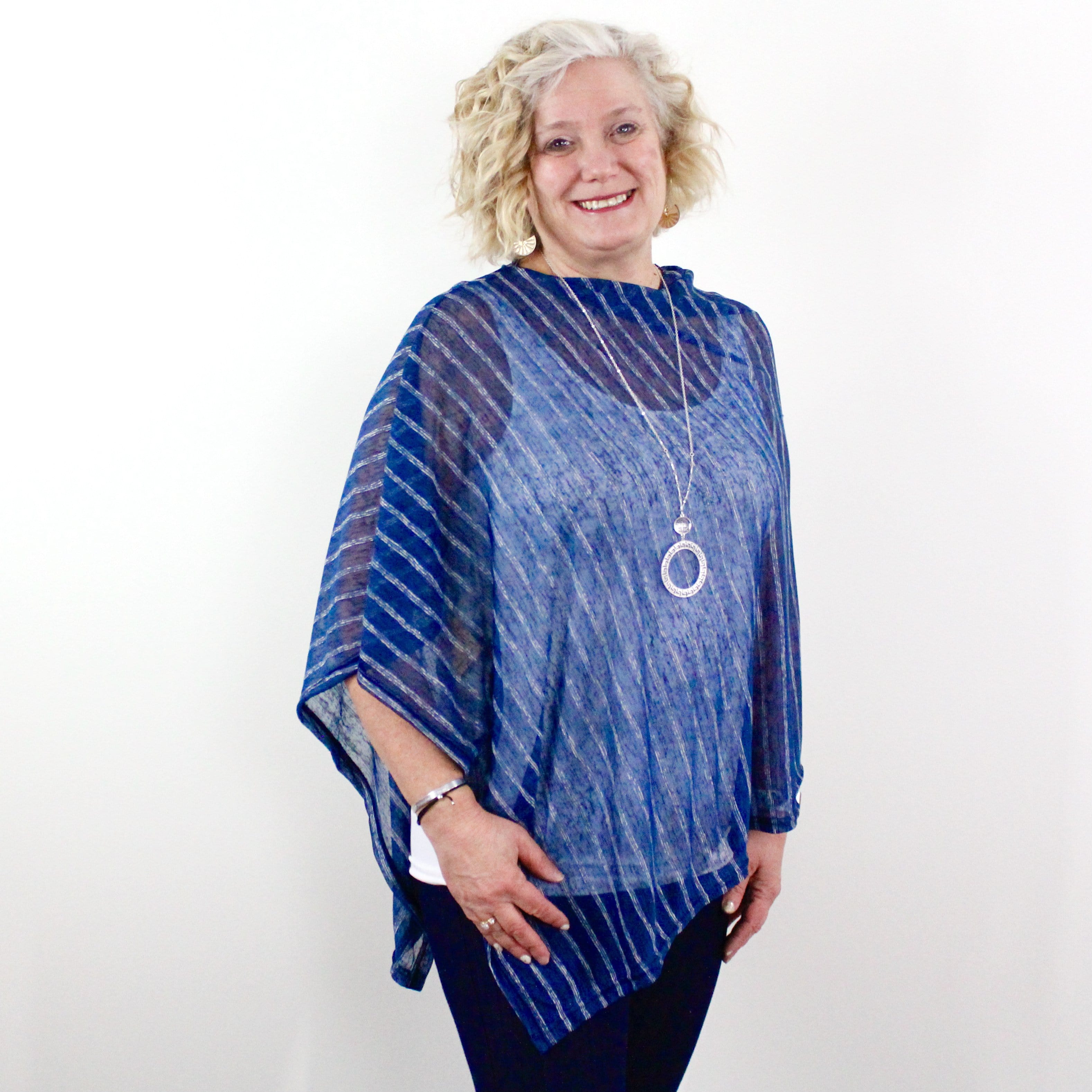 Navy Stripe Jersey Poncho