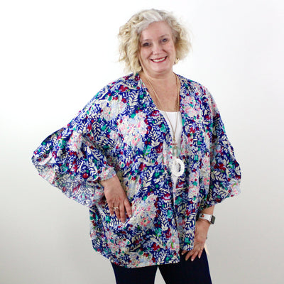 Flower Ruffle Sleeve Kimono