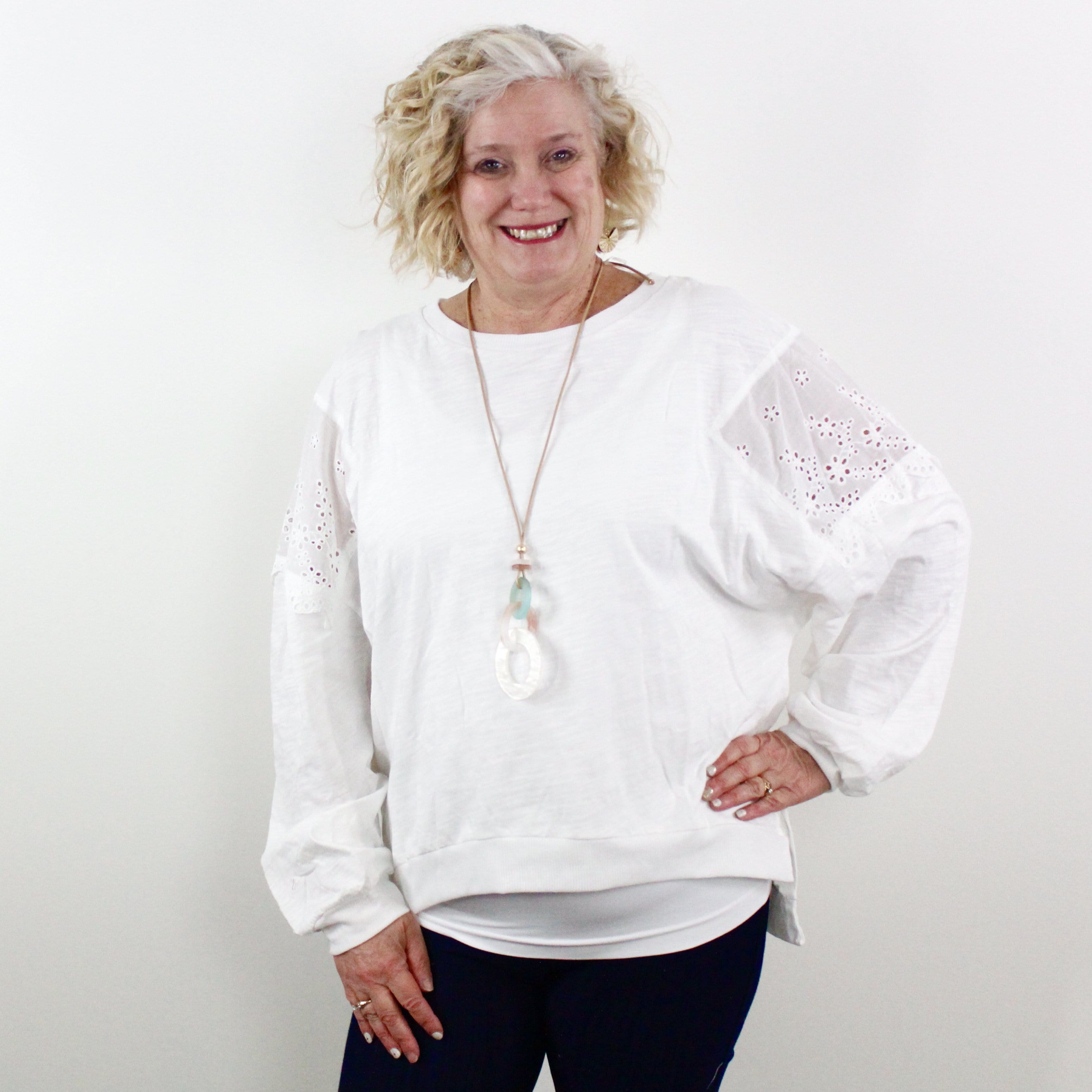 Lace Detail Puff Sleeve Top