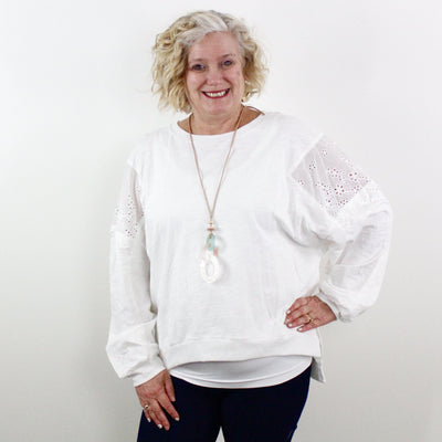 Lace Detail Puff Sleeve Top