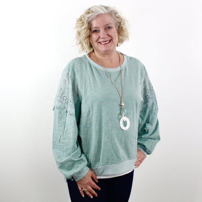 Lace Detail Puff Sleeve Top