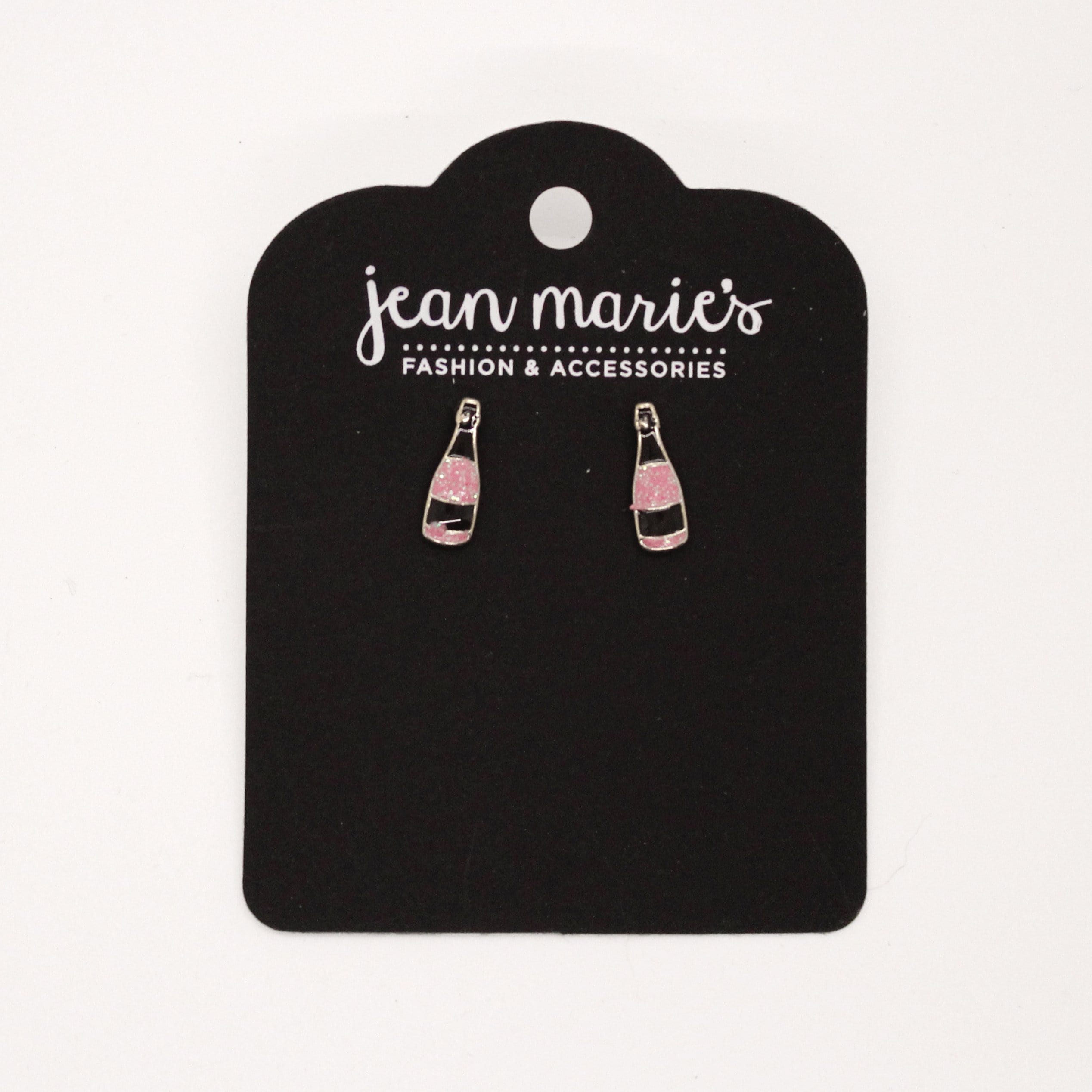 Pink Glitter Bubbly Bottle Studs