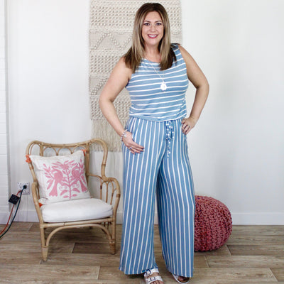 Striped Sleeveless Jumpsuit