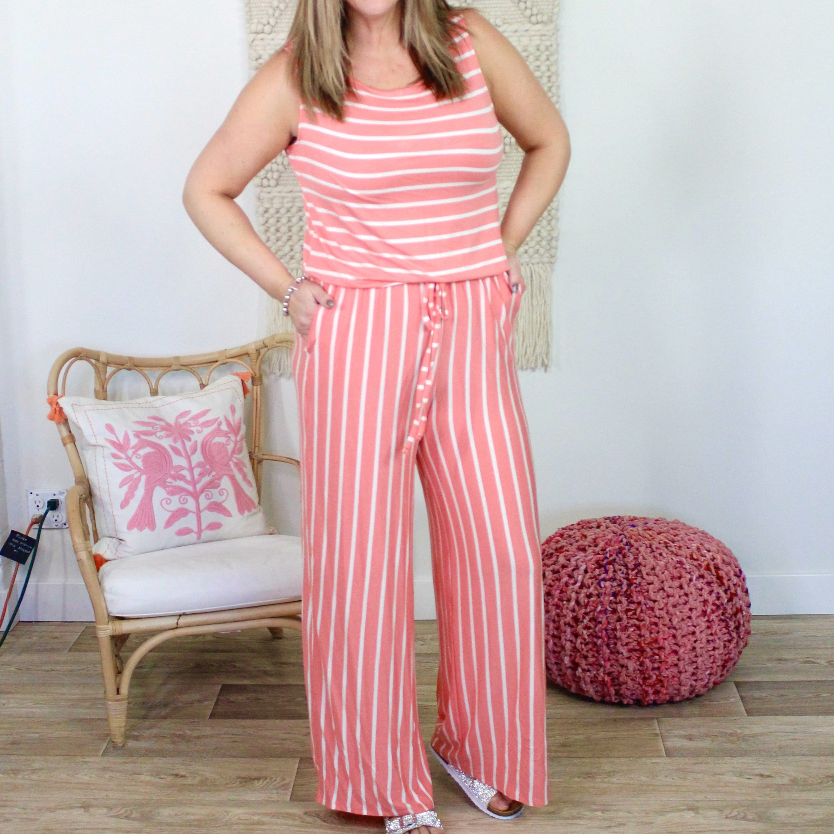 Striped Sleeveless Jumpsuit