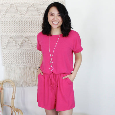 Elastic Waist Keyhole Romper