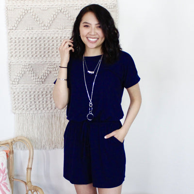 Elastic Waist Keyhole Romper