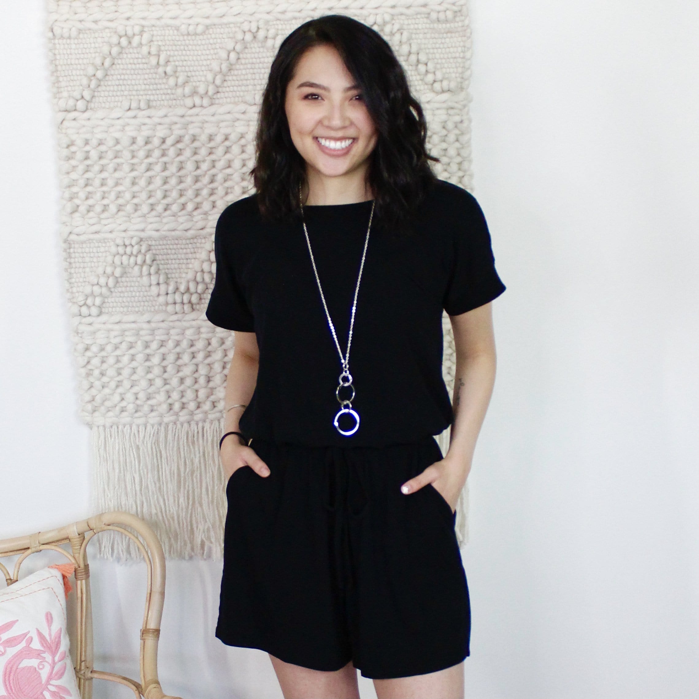 Elastic Waist Keyhole Romper