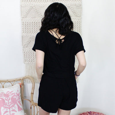 Elastic Waist Keyhole Romper
