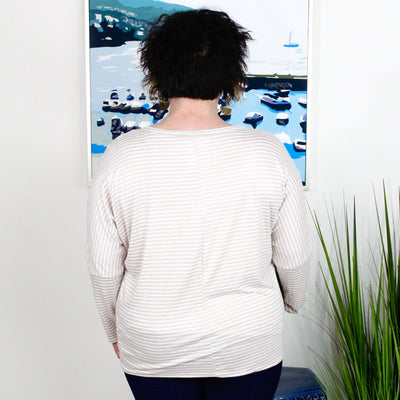 Oatmeal Stripe Dolman Sleeve Top