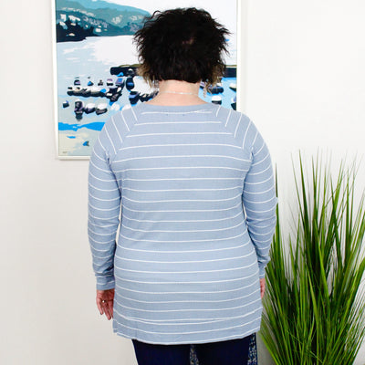 Blue Stripe Long Sleeve Knit Top