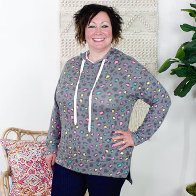 Charcoal Multi Leopard Hoodie