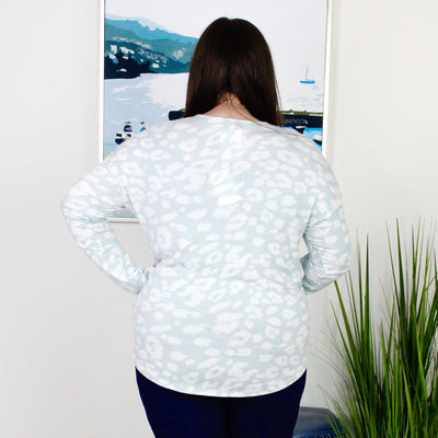 Mint Animal Print Wrap Top