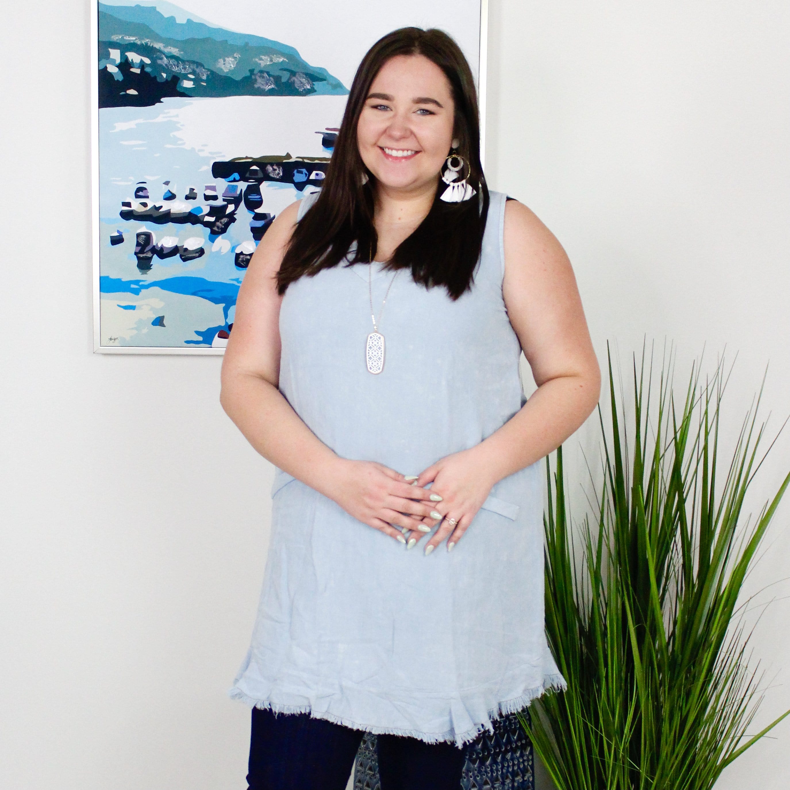 Denim Dyed Sleeveless Pocket Dress