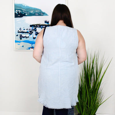 Denim Dyed Sleeveless Pocket Dress