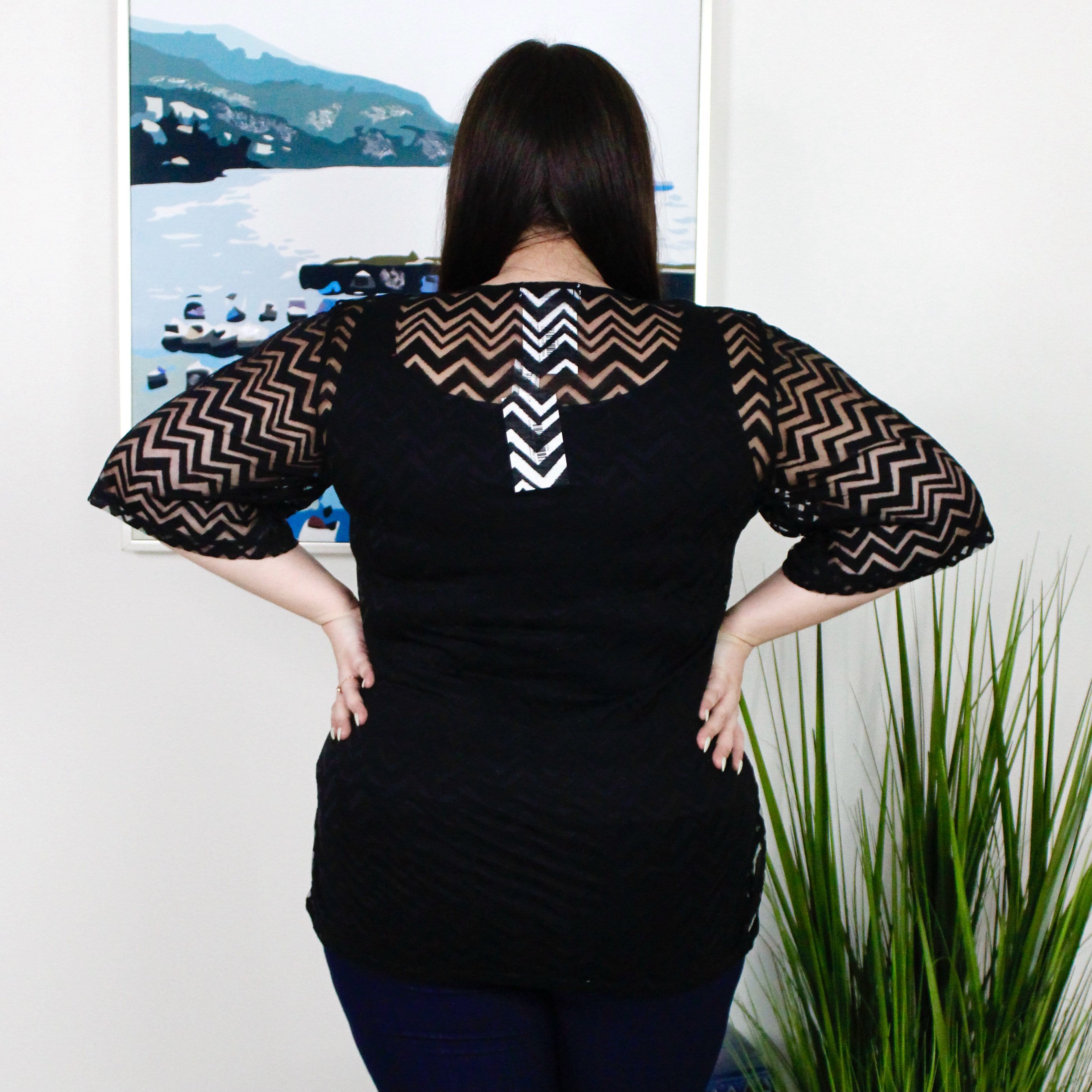 Black Chevron Stripe Cover-Up