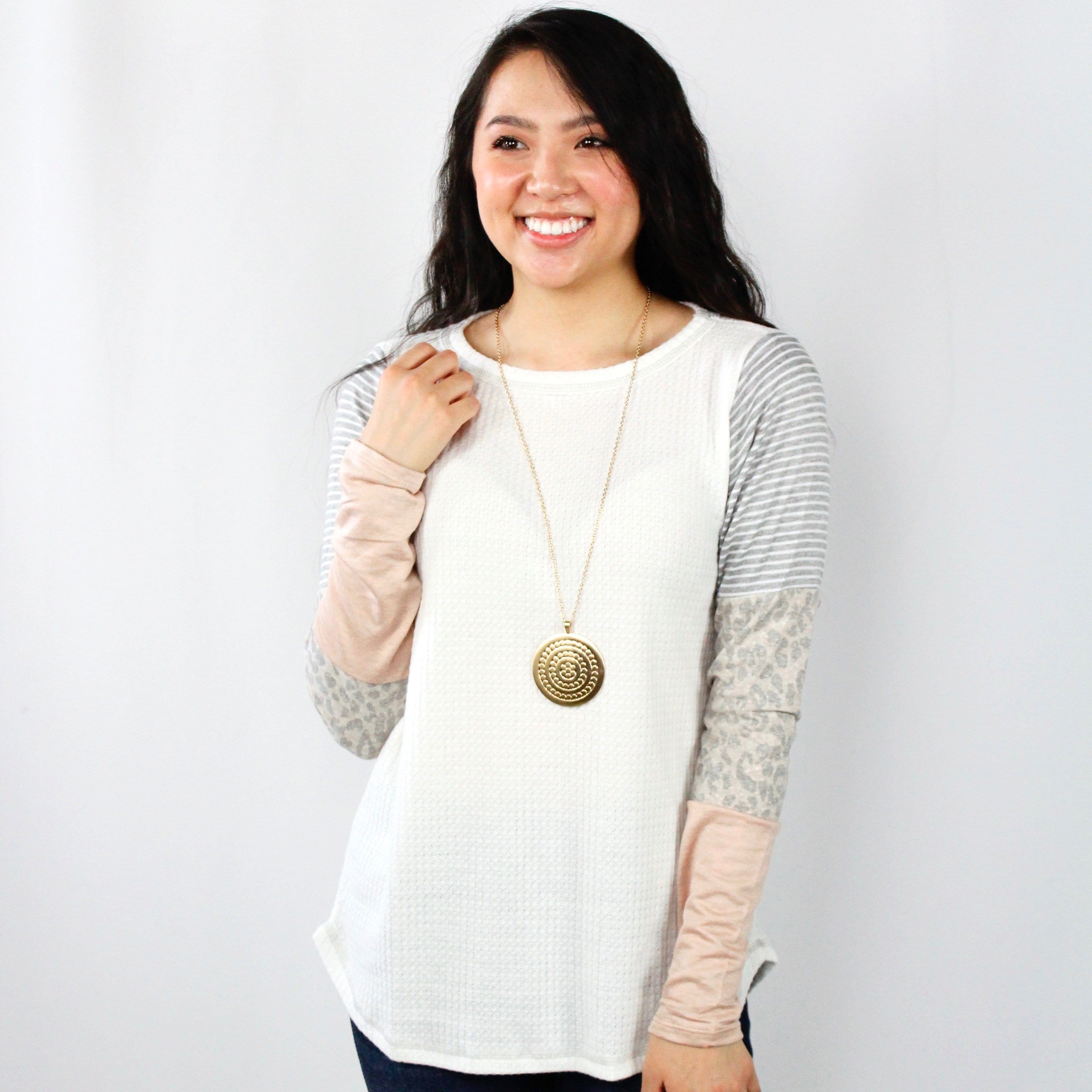 Brushed Waffle Colorblock Top
