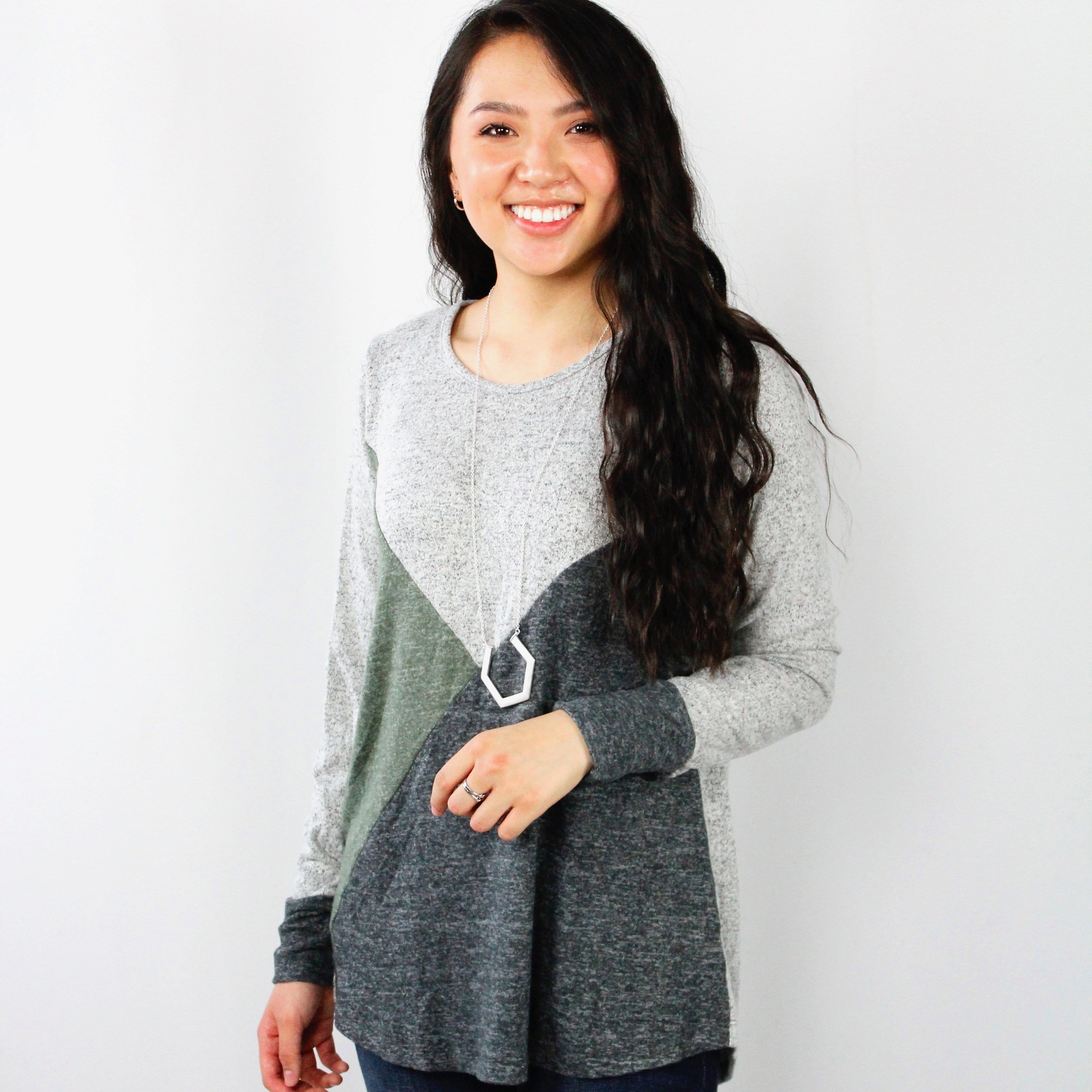 Brushed Colorblock Top