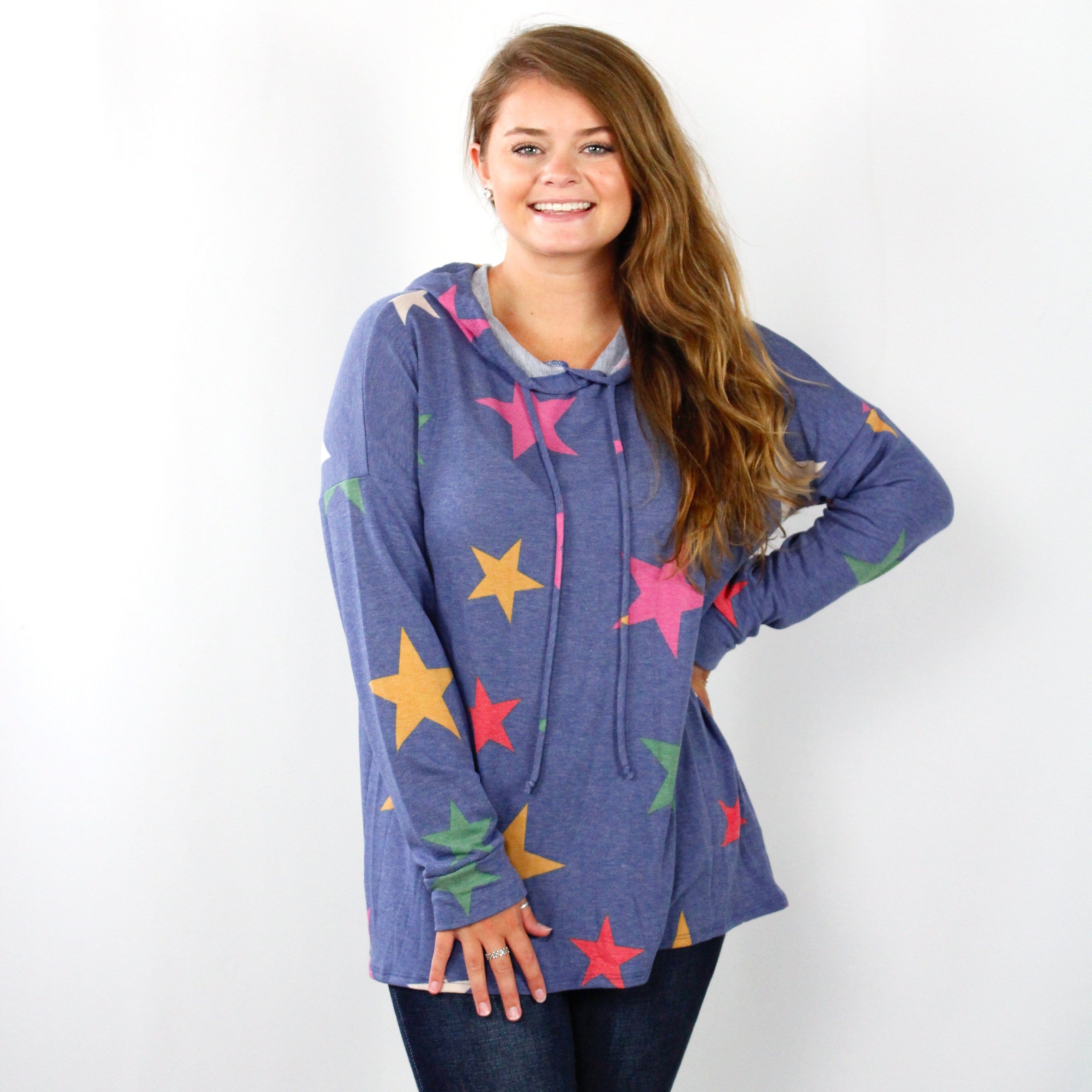 Denim Multi Star Hoodie