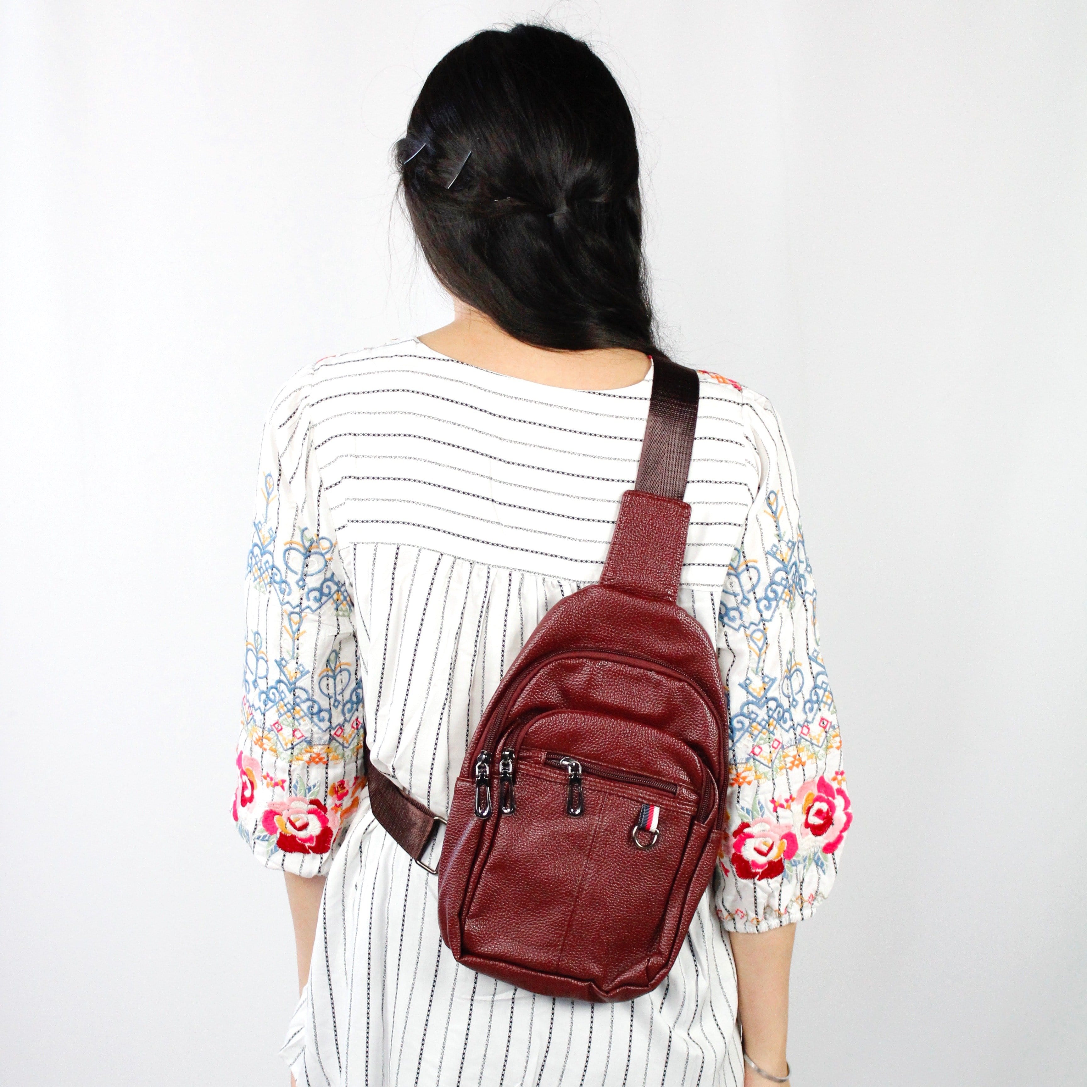 Leather Feel Crossbody Sling Shoulder Bag