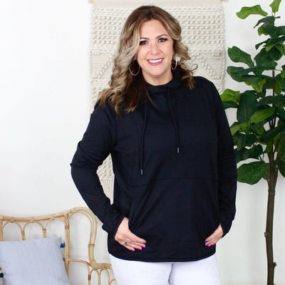 Black Boxy Active Hoodie Pullover