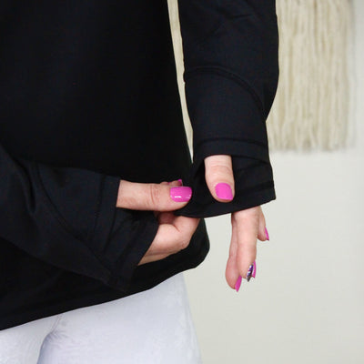Black Boxy Active Hoodie Pullover