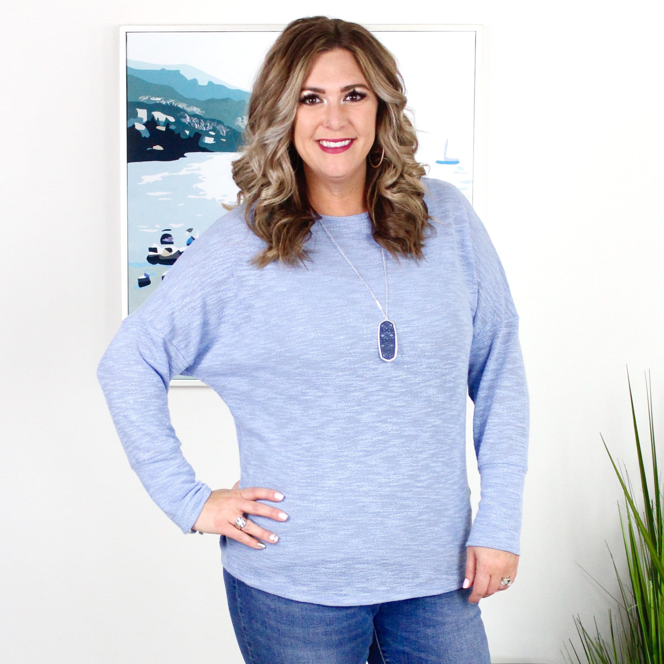 Blue Knotted Back Top