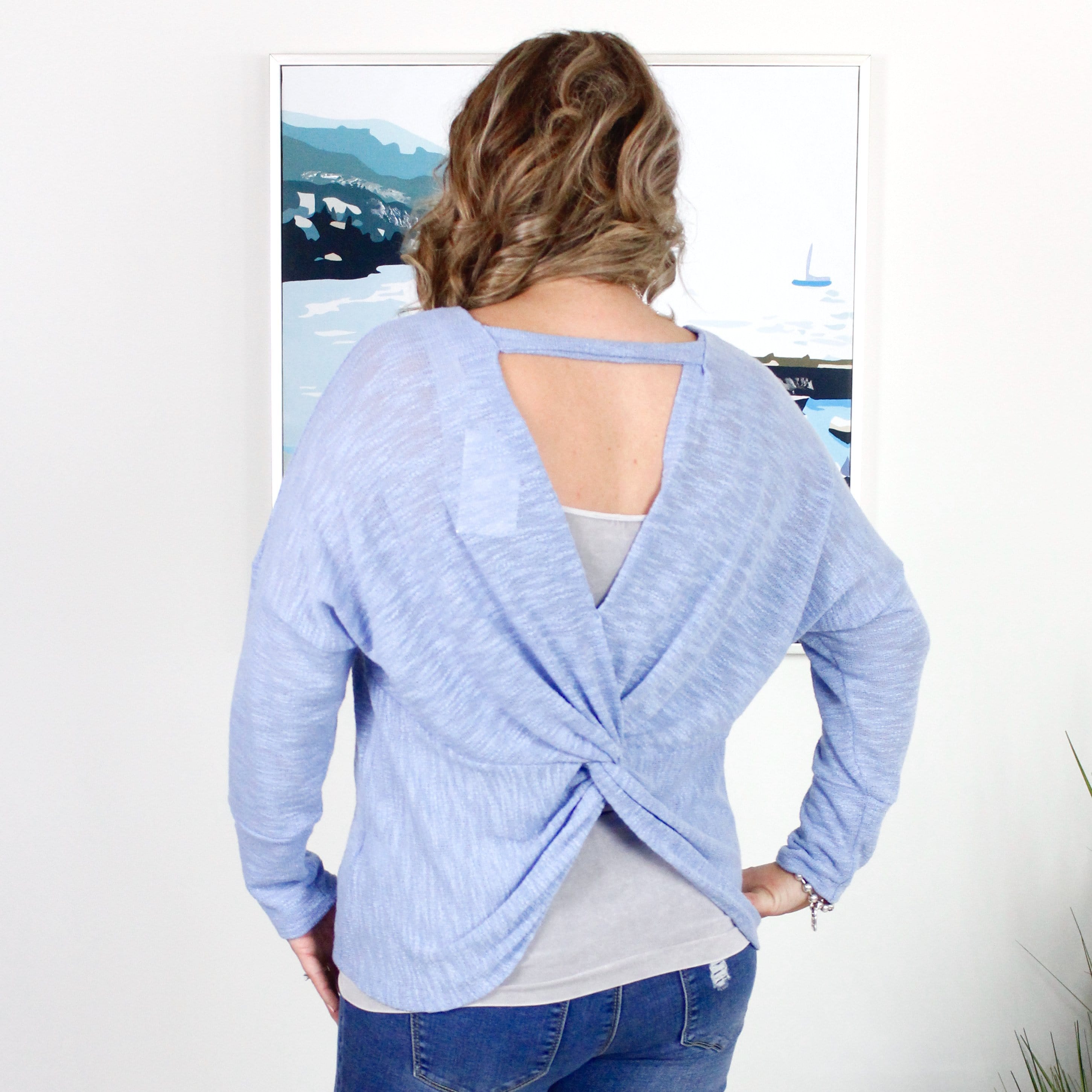 Blue Knotted Back Top