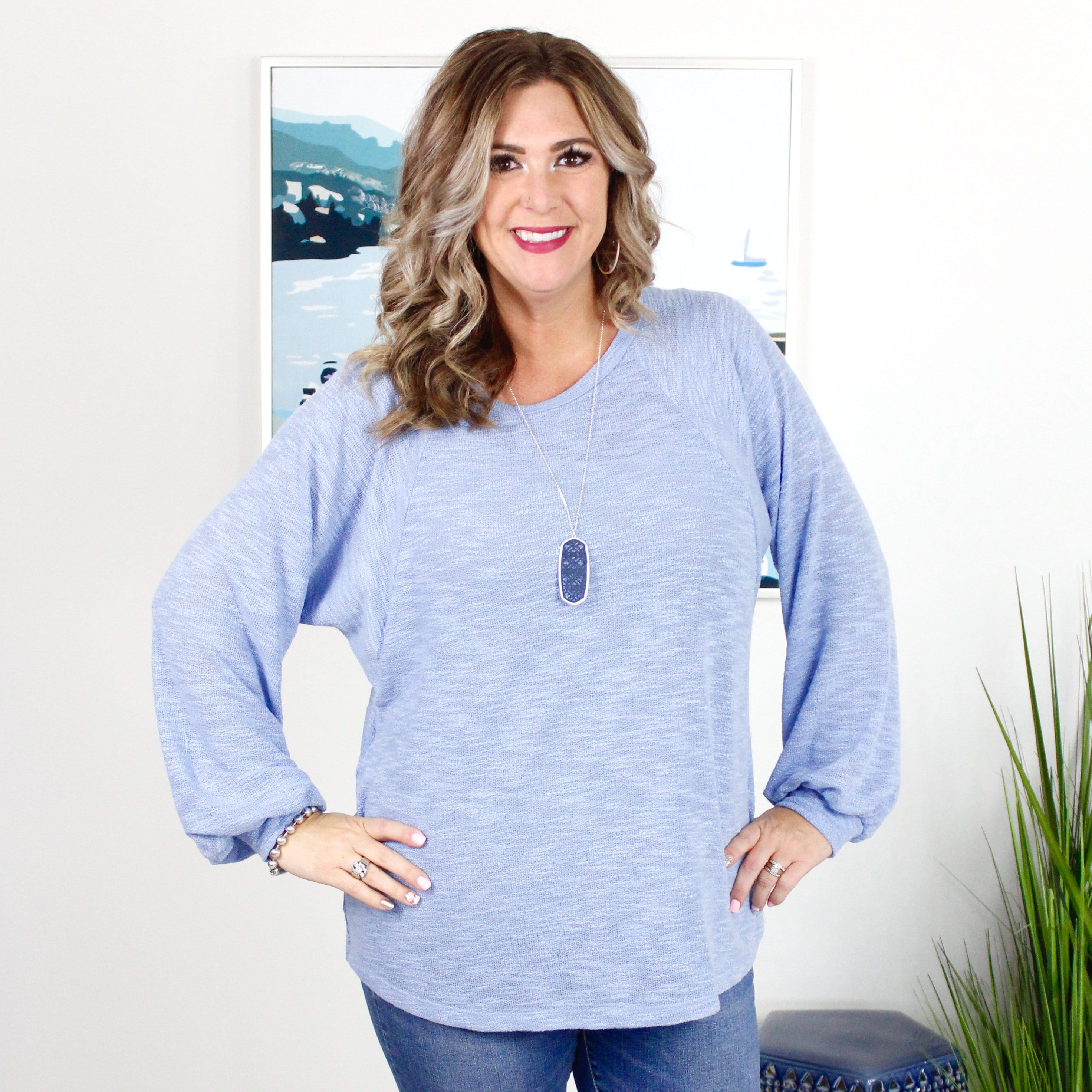 Blue Heather Knit Top