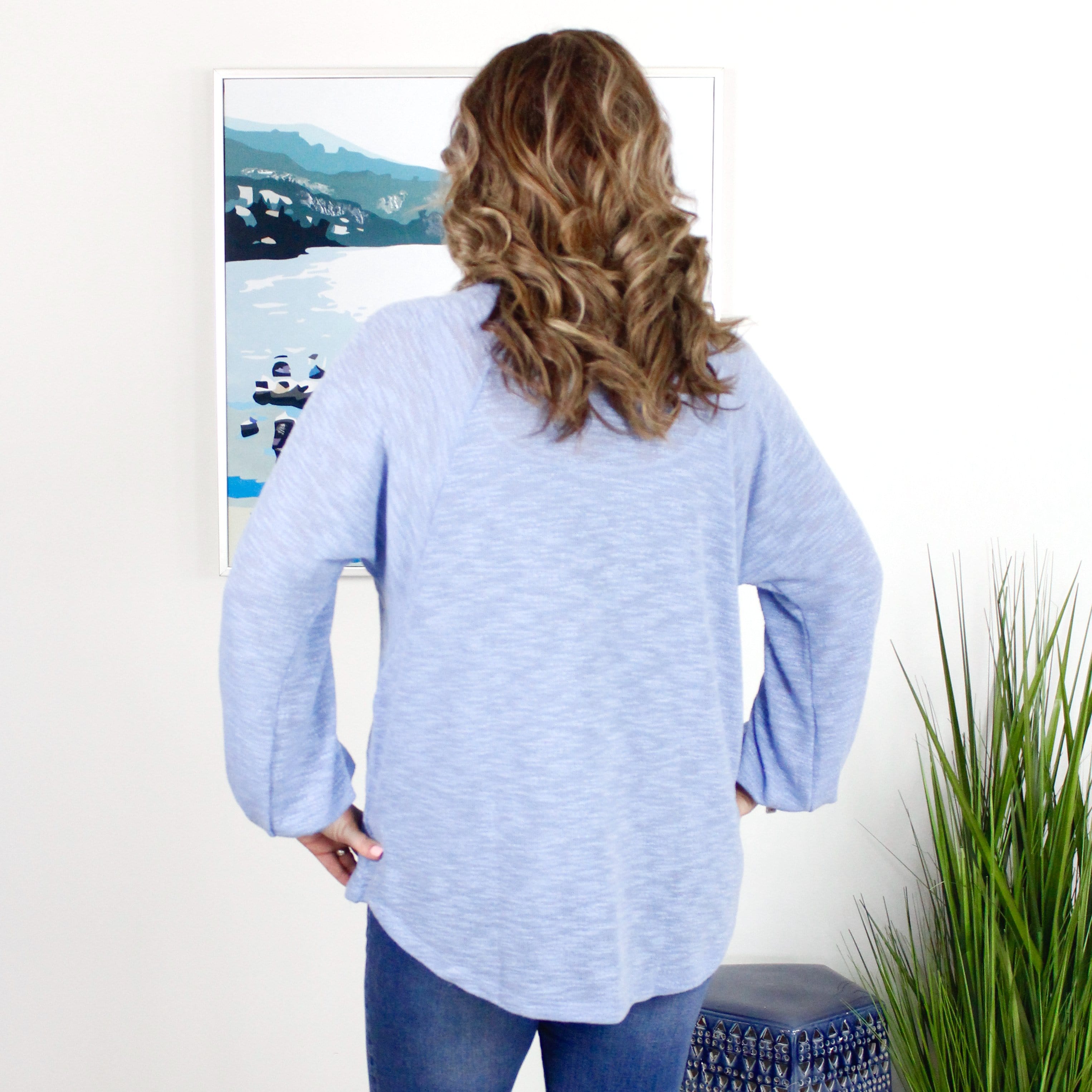 Blue Heather Knit Top