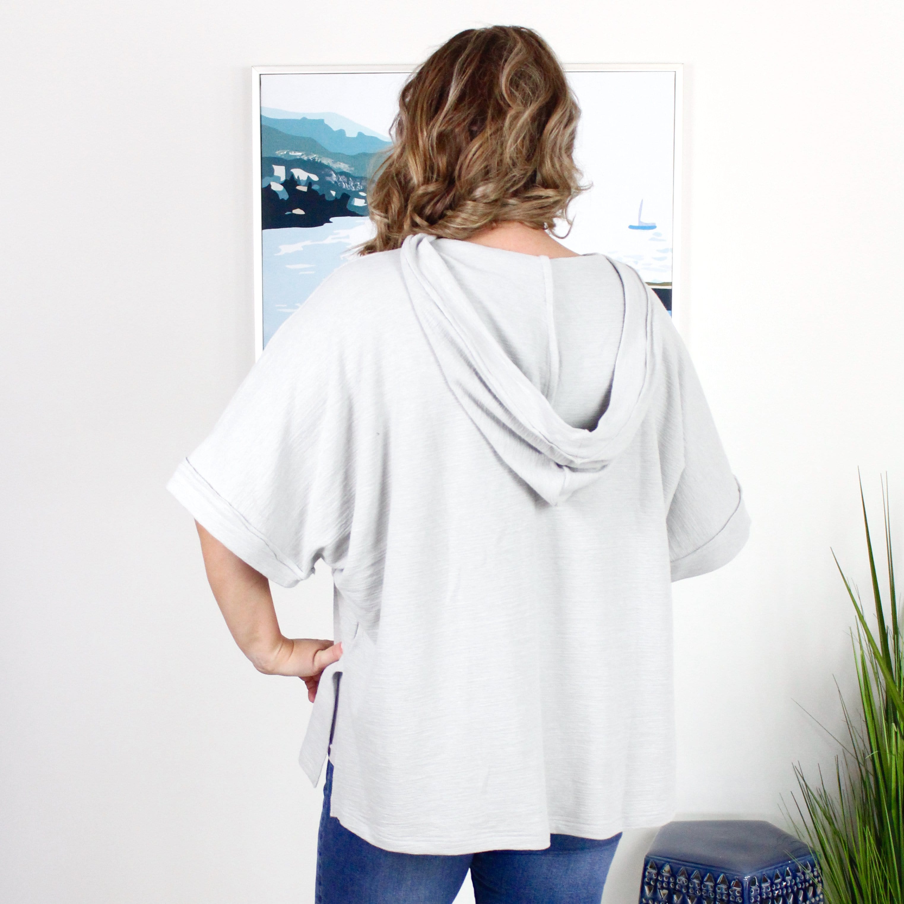 VNeck Lace Up Hoodie