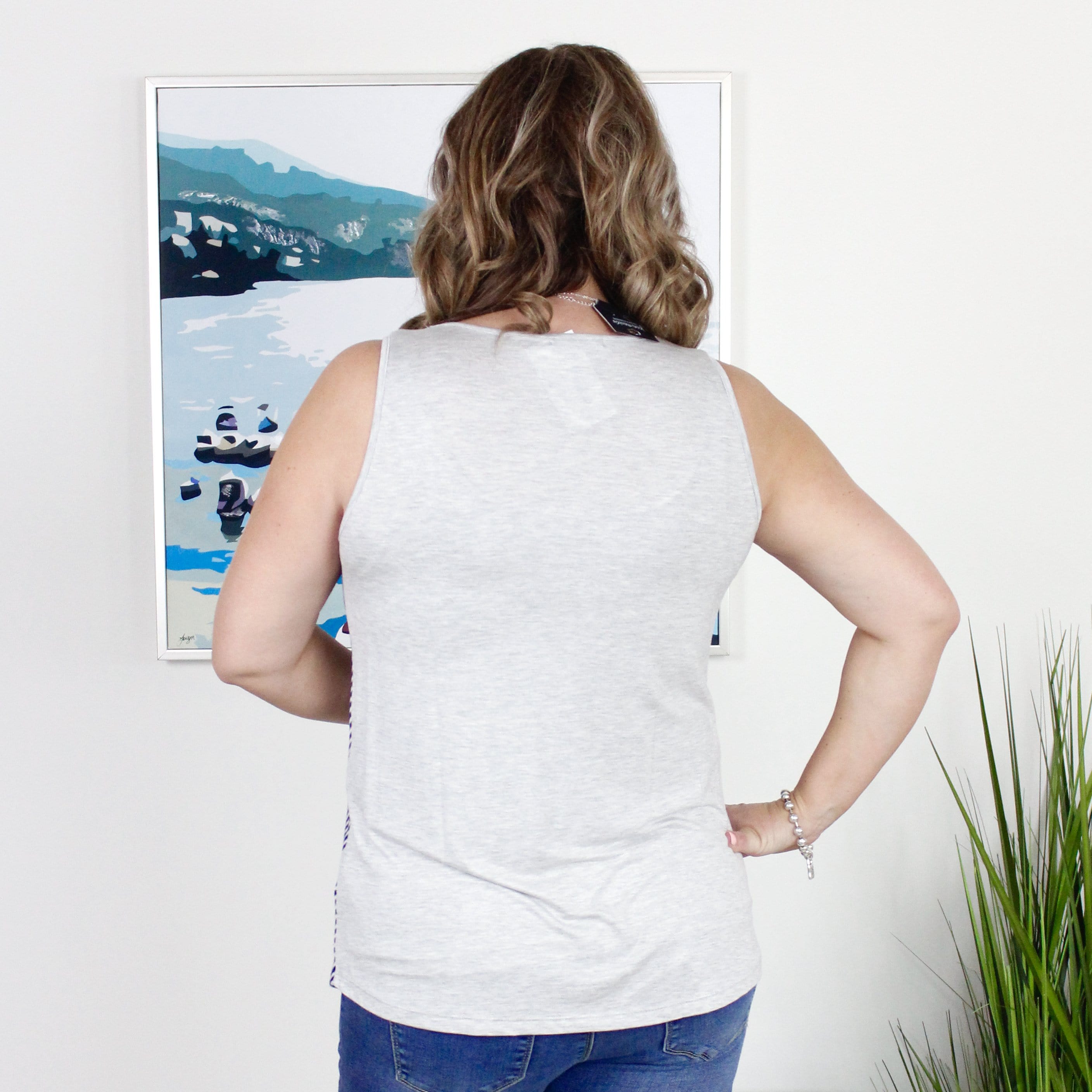 Blue Stripe Colorblock Tank