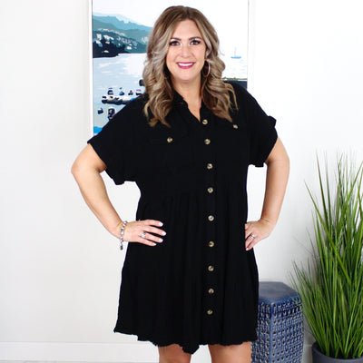 Button Tiered Dress