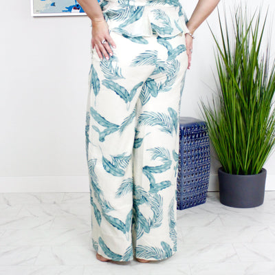 Palm Print Wide Leg Pants